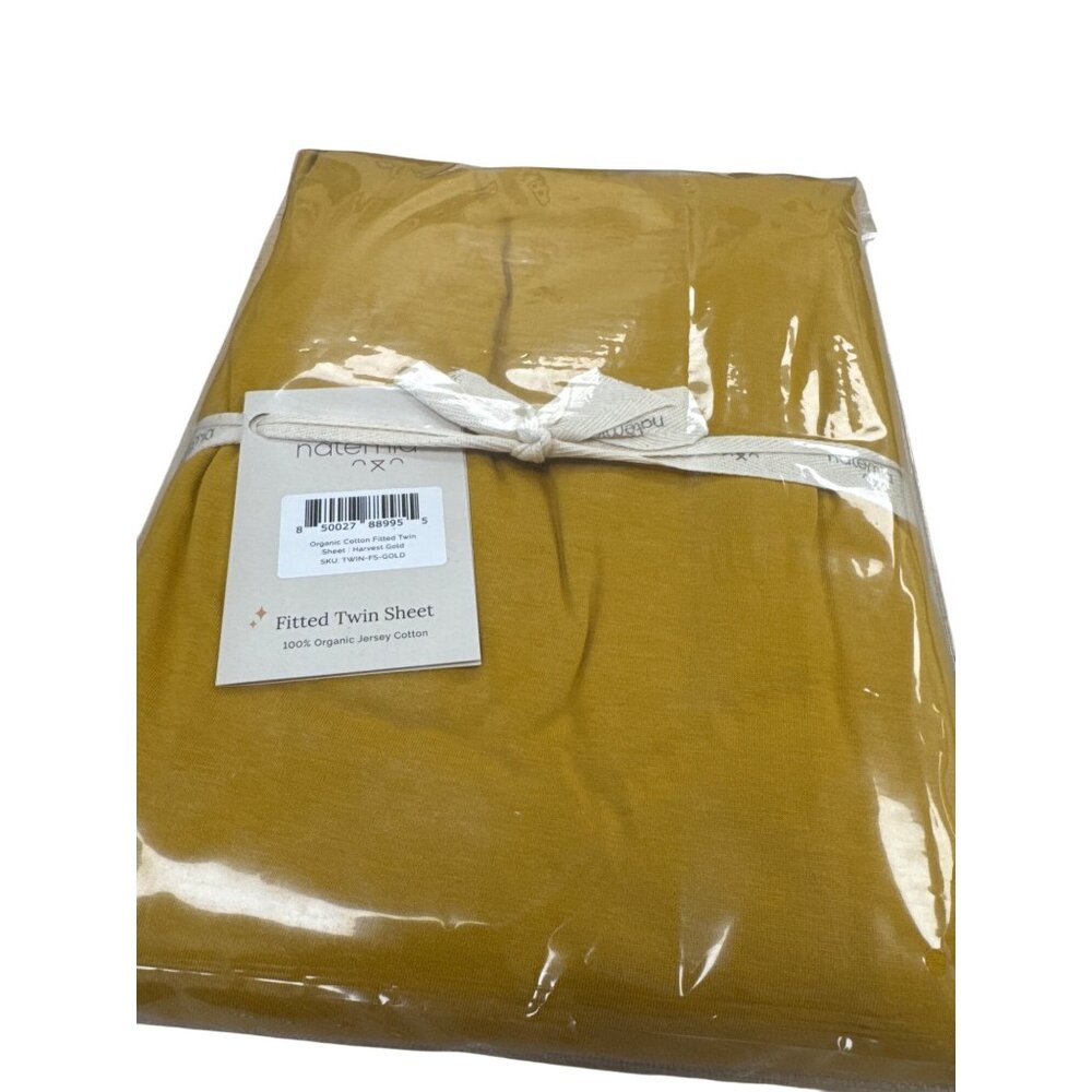 Natémia Gold 100% Organic Jersey Cotton Fitted Twin Sheet SKU 7194